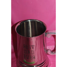 Load image into Gallery viewer, Pier One Imports Silver Color Metal Beer Mug With Handle Reads Best Dad Ever
