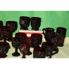 Load image into Gallery viewer, 17 Piece Ruby Red Avon Cape Cod Goblets glassware Cordial Tumbler Sugar And Mugs
