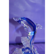 Load image into Gallery viewer, Cristal d'Arques Lead Crystal Dolphin On Wave Animal Figurine Decor W/ Smaller
