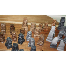 Load image into Gallery viewer, 32 Piece Vintage Original Hand Carved Marble Onyx Stone Chess Game Pieces
