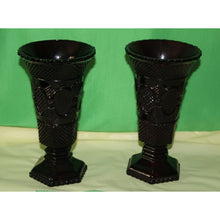 Load image into Gallery viewer, Ruby Red Glass Avon Cape Cod 2 Piece Scalloped Top Large Vases Valentine
