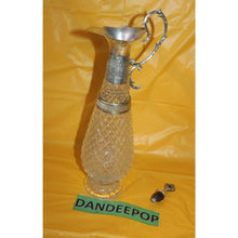 Load image into Gallery viewer, Vintage Claret Gut Glass Silver Plated Wine Decanter Pourer Pitcher With Top
