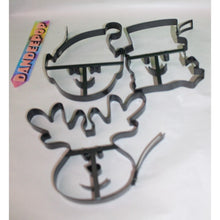 Load image into Gallery viewer, 3 Piece Williams Sonoma Metal Pancake Batter Forms Snowman Elf Reindeer Set
