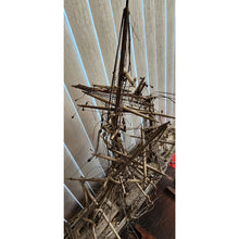 Load image into Gallery viewer, Antique 19th Century Wooden Sailing Vessel Ship Hand Carved With 3 Mast 41 x 32
