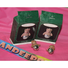 Load image into Gallery viewer, Vintage Hallmark Keepsake 2 Piece Christmas Bear Bells Ornaments 1998 Series 4
