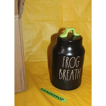 Load image into Gallery viewer, Rae Dunn Frog Breath Storage Canister Halloween Black And Green Ceramic Jar
