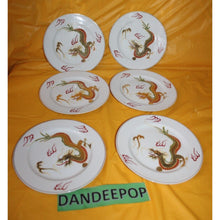 Load image into Gallery viewer, 6 Piece Antique Japanese Dragon Meikei China Painted Plates With Gold Trim
