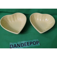 Load image into Gallery viewer, 2 Vintage Yellow Ceramic Heart Baking Dishes With Embossed Bird On Back Design
