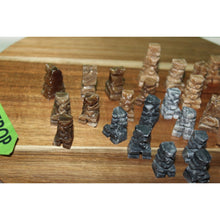 Load image into Gallery viewer, 32 Piece Vintage Original Hand Carved Marble Onyx Stone Chess Game Pieces
