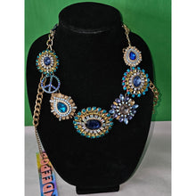 Load image into Gallery viewer, Vintage Jeweled Gemstone And Rhinestone Bib Necklace Costume Jewelry
