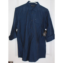 Load image into Gallery viewer, Inc Riviera Blue Hybrid Cotton Long Sleeve Button Front Shirt Size Small
