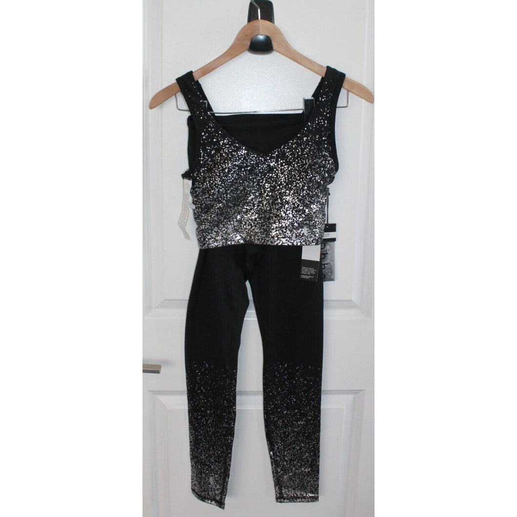 2 Piece Zobha Activewear Sports Bra Top And 3/4 Capri Pants Ombre Foil Pattern S