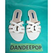 Load image into Gallery viewer, Stuart Weitzman Women's White Cami Sandals Leather Flats Shoes Size 6 CIZW 64218
