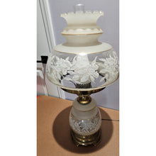 Load image into Gallery viewer, Quoizel 1978 Satin Lace Floral Gone With The Wind Large Hurricane Table Lamp 28"
