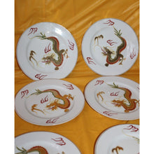 Load image into Gallery viewer, 6 Piece Antique Japanese Dragon Meikei China Painted Plates With Gold Trim
