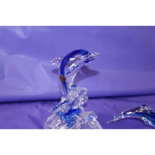 Load image into Gallery viewer, Cristal d'Arques Lead Crystal Dolphin On Wave Animal Figurine Decor W/ Smaller

