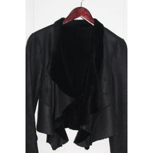 Load image into Gallery viewer, Black Fur Lined Leather Women's Size Small Evening Coat Short
