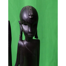 Load image into Gallery viewer, Vintage Pair Of Hand Carved Ebony Ironwood African Warrior Figures 14" Tall
