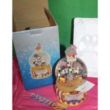 Load image into Gallery viewer, Disney Store Mickey's Yankee Doodle Dandy Musical Snow Water Globe July 4 1776

