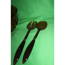 Load image into Gallery viewer, Whitehall Colony Gold Amber Glass Diamond Pattern 3 Piece Salad Set K6217
