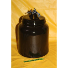 Load image into Gallery viewer, Rae Dunn Fangs For The Memories Black Ceramic Storage Canister Artisan Halloween
