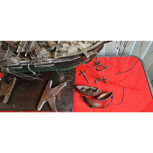 Load image into Gallery viewer, Antique 19th Century Wooden Sailing Vessel Ship Hand Carved With 3 Mast 41 x 32
