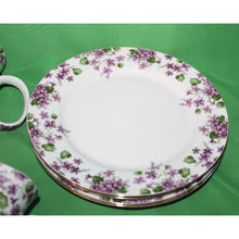 Load image into Gallery viewer, 8 Piece Violets Purple Floral Grace&#39;s Teaware 4 Mugs 4 Plates Tea Coffee Serving
