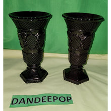 Load image into Gallery viewer, Ruby Red Glass Avon Cape Cod 2 Piece Scalloped Top Large Vases Valentine
