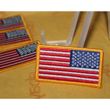 Load image into Gallery viewer, 8 Piece Embroidered USA United States Reverse Flag Sew On Patch Gold Border 3.5"
