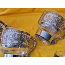 Load image into Gallery viewer, Vintage Culver 5 Piece Silver Clad Glass Coffee Cups With Removeable Handles
