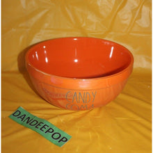 Load image into Gallery viewer, Rae Dunn Candy Coma Large orange Lusterware Ceramic Bowl Display Halloween
