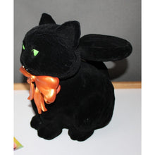 Load image into Gallery viewer, Bath &amp; Body Works Flocked Black Cat Orange Bow Jar Candle Holder Halloween 2025

