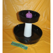 Load image into Gallery viewer, Rae Dunn No Tricks Just Treats 2 Tier Snack Holder Ceramic Display Halloween
