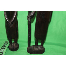 Load image into Gallery viewer, Vintage Pair Of Hand Carved Ebony Ironwood African Warrior Figures 14" Tall
