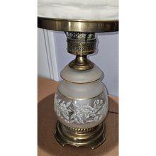 Load image into Gallery viewer, Quoizel 1978 Satin Lace Floral Gone With The Wind Large Hurricane Table Lamp 28"
