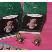 Load image into Gallery viewer, Vintage Hallmark Keepsake 2 Piece Christmas Bear Bells Ornaments 1998 Series 4
