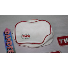 Load image into Gallery viewer, TWA Trans World Airlines 3 Piece Travel Set Zip pouch Globe Pattern And Patches
