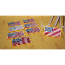 Load image into Gallery viewer, 8 Piece Embroidered USA United States Reverse Flag Sew On Patch Gold Border 3.5"
