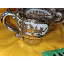 Load image into Gallery viewer, Vintage Culver 5 Piece Silver Clad Glass Coffee Cups With Removeable Handles
