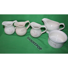 Load image into Gallery viewer, 5 Piece Pfaltzgraff Tea Rose Pitcher, Wyndham Butter Tub Medley Buff Gravy Boat
