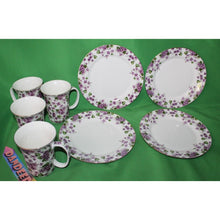 Load image into Gallery viewer, 8 Piece Violets Purple Floral Grace&#39;s Teaware 4 Mugs 4 Plates Tea Coffee Serving
