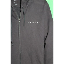 Load image into Gallery viewer, Tesla Branded Black Hooded Zip Front Sweatshirt Size Adult XS

