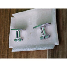 Load image into Gallery viewer, Vintage Silver Tone Oval Cufflinks Pair With Raised Cross Design
