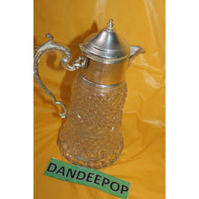 Load image into Gallery viewer, Antique WA Italy Diamond Cut Crystal Silver Plate Pitcher Decanter Carafe
