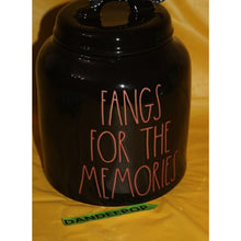 Load image into Gallery viewer, Rae Dunn Fangs For The Memories Black Ceramic Storage Canister Artisan Halloween

