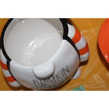 Load image into Gallery viewer, Rae Dunn Pumpkin Carver Gnome Seal Tight Ceramic Canister Halloween Spider Web
