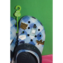 Load image into Gallery viewer, Bath &amp; Body Works Gingham Crocs Collab Sandals Clog Footwear W/ 8 Jibbitz W8 M6
