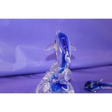 Load image into Gallery viewer, Cristal d'Arques Lead Crystal Dolphin On Wave Animal Figurine Decor W/ Smaller
