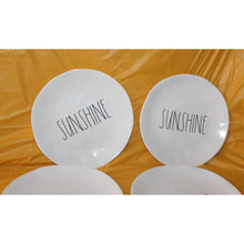 Load image into Gallery viewer, 4 Piece Rae Dunn Melamine Magenta Sunshine Relax Summer 10&quot; White Dinner Plates
