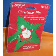 Load image into Gallery viewer, Carlton Cards Amer Greetings Christmas Pin Santa Star Vintage Holiday Accessory
